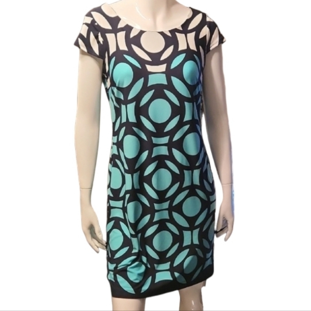 Connected Apparel Geometric Design Mini Shift Dress